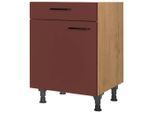 Nobilia , Rot, Eichefarben , Holzwerkstoff , 1 Fächer , 1 Schublade(n) Schubladen , einzeln stellbar , 60x87x56 cm , Blauer Engel, Pefc, Goldenes M, Made in Germany, DGM-Klimapakt ,