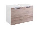 Mid.you , Weiß, Eichefarben , Holzwerkstoff , 65.0x46.5x35.0 cm , Made in Germany , stehend, hängend , Badezimmer, Badezimmermöbel, Badezimmerschränke, Waschbeckenunterschränke