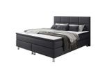 Mid.you , Anthrazit , Textil , H3 , 7-Zonen , 180x115x210 cm , Oeko-Tex® Standard 100 , Matratze, gepolstertes Kopfteil, Topper durchgehend, in verschiedenen Größen erhältlich, Kingsize, Partnermatratze mit durchgehendem Bezug, Matratze durchgehend , Schlafzimmer, Betten, Boxspringbetten