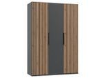 Mid.you , Graphitfarben, Eichefarben , Holzwerkstoff , 2 Fächer , 150x216x58 cm , BQ - Bündnis für Qualität, Made in Germany, DIN EN ISO 9001 , umfangreiches Zubehör erhältlich, in verschiedenen Größen erhältlich, in verschiedenen Holzdekoren erhältlich ,