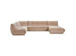 Livetastic , Taupe , Textil , U-Form, einzeln stellbar , 390x210 cm , Made in EU , Rücken echt , Wohnzimmer, Sofas & Couches, Wohnlandschaften, Wohnlandschaften U-Form