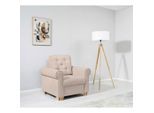 Mid.you , Beige , Textil , Birke, Buche , Hartholz , Uni , 93x89x82 cm , Made in EU ,