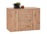 Möbelix , Eichefarben , Holzwerkstoff , Eiche , 1 Fächer , 4 Schublade(n) Schubladen , 120x86x50 cm ,