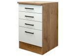FlexWell , Eichefarben, Magnolie , Holzwerkstoff , 4 Schublade(n) Schubladen , einzeln stellbar , 50x85x57 cm , Made in Germany , individuell planbar ,