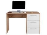 Ondega , Eichefarben , Holzwerkstoff , 3 Schublade(n) Schubladen , rechteckig , 123.4x73x50 cm , Büromöbel, Schreibtische, Schreibtische