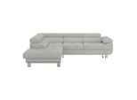Ondega , Hellgrau , Textil , Ottomane links, L-Form , 270x230 cm , Made in EU , Stoffauswahl, Hocker erhältlich, in den Filialen seitenverkehrt erhältlich ,