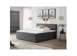 P & B , Grau , Textil, Holz, Holzwerkstoff , H2 , 180x200 cm , Schlafzimmer, Betten, Boxspringbetten