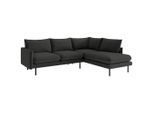 Livetastic , Dunkelgrau , Textil , Füllung: Daunen, Silikon , Ottomane rechts, L-Form , 267x204 cm , Made in EU , Rücken echt , Wohnzimmer, Sofas & Couches, Wohnlandschaften, Ecksofas