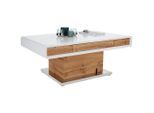 Möbelix , Weiß, Eichefarben , Metall, Holzwerkstoff , 2 Schublade(n) Schubladen , rechteckig , 130x49-78x70 cm , höhenverstellbar , Wohnzimmer, Wohnzimmertische, Couchtische, Couchtische Metall
