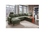 Livetastic , Dunkelgrün , Textil , Buche , Uni , U-Form , 305x200 cm , Made in EU , Rücken echt ,