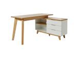 Livetastic , Weiß, Eichefarben , Holzwerkstoff , 3 Schublade(n) Schubladen , rechteckig , 118x76x140 cm , Kabeldurchlass, Stauraum, seitenverkehrt montierbar , Büromöbel, Schreibtische, Eckschreibtische