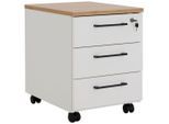 Möbelix , Weiß, Eichefarben , Holzwerkstoff , 3 Schublade(n) Schubladen , 43x58.4x55.3 cm , Büromöbel, Rollcontainer