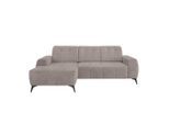 Livetastic , Taupe , Textil , Uni , Ottomane links, L-Form , 258x180 cm , Made in EU , Typenauswahl, Stoffauswahl, seitenverkehrt erhältlich, Rücken echt, Armteil links, Armteil rechts, USB-Anschluss, USB-C-Anschluss ,