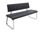 Livetastic , Schwarz, Edelstahlfarben , Metall, Kunststoff , 155x86x59 cm , mit Rückenlehne , Esszimmer, Bänke, Polsterbänke