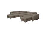 Livetastic , Taupe , Textil, Leder , Echtleder , Rindleder , U-Form , 315x208 cm , Made in EU , Bettkasten erhältlich, Lederauswahl, Bettfunktion erhältlich, Rücken echt , Wohnzimmer, Sofas & Couches, Wohnlandschaften, Wohnlandschaften U-Form