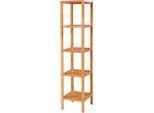 Möbelix , Naturfarben , Holz , Bambus,Bambus , vollmassiv , 5 Fächer , 33x146x33 cm , Badezimmer, Badezimmermöbel, Badezimmerregale, Badregale