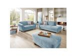 Sit & More , Hellblau , Textil , Buche , 194x84x91 cm , Goldenes M, DGM-Klimapakt, Oeko-Tex® Standard 100, Made in Europe , Rücken echt, Armteil links ,