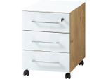Germania , Weiß, Eichefarben , Kunststoff , 3 Schublade(n) Schubladen , 40x55x50 cm , Made in Germany , Beimöbel erhältlich , Büromöbel, Rollcontainer