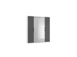 Mid.you , Grau, Weiß , Glas , 2 Fächer , 200x216x58 cm , BQ - Bündnis für Qualität, Made in Germany, DIN EN ISO 9001 , umfangreiches Zubehör erhältlich, in verschiedenen Größen erhältlich, in verschiedenen Holzdekoren erhältlich, Schrankfront mit Spiegel , Schlafzimmer, Kleiderschränke, Drehtürenschränke