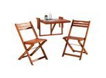 Gardenson , Braun , Holz , Eukalyptusholz , Hartholz , 60x40x49 cm , Tisch klappbar, Stuhl klappbar , Gartenmöbel, Balkonmöbel, Balkonmöbel-Sets
