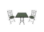 Ambia Garden , Schwarz, Dunkelgrün , Metall, Keramik , 60x75x60 cm , Grüner Punkt, Europäischer Sicherheitsstandard , Stuhl klappbar, geeignet für Balkon , Gartenmöbel, Gartenmöbel-Sets, Gartengarnituren