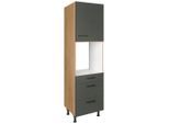 Nobilia , Grün, Eichefarben , Holzwerkstoff , 1 Fächer , 3 Schublade(n) Schubladen , nur wie online abgebildet bestellbar , 60x216.6x58 cm , Blauer Engel, Pefc, Goldenes M, Made in Germany, DGM-Klimapakt , Küche, Küchenblöcke, Küchenschränke, Küchenumbauschränke