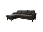 Livetastic , Dunkelbraun , Textil, Leder , Echtleder , Rindleder , Buche , Ottomane links, L-Form , 238x168 cm , Made in EU , seitenverkehrt erhältlich, Rücken echt ,