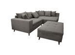 Mid.you , Grau , Textil , Birke , Füllung: Schaumstoffflocken,Schaumstoffflocken , Ottomane rechts, L-Form , 247x174 cm , Made in EU , Rücken echt, Armteil links , Wohnzimmer, Sofas & Couches, Wohnlandschaften, Ecksofas