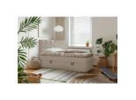 Mid.you , Hellbraun , Holz, Textil, Holzwerkstoff , H3 , 90x200 cm , Bettkasten, gepolstertes Kopfteil, Stoffauswahl, Topper durchgehend , Schlafzimmer, Betten, Boxspringbetten
