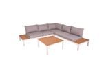 Gardenson , Grau, Weiß, Eichefarben , Metall, Kunststoff, Textil , Füllung: Polyester,Polyester,Polyester , nicht einzeln stellbar, L-Form , gastro- und objekttauglich, regenabweisend, lichtecht, UV-beständig, wetterfest, platzsparend verstaubar, geeignet für Balkon ,