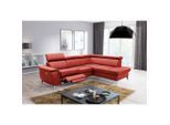 Livetastic , Rot , Textil, Leder , Echtleder , Rindleder , Ottomane rechts, L-Form , 257x197 cm , Made in EU , Bettkasten erhältlich, Lederauswahl, Rücken echt, motorische Relaxfunktion , Wohnzimmer, Sofas & Couches, Wohnlandschaften, Ecksofas
