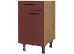 Nobilia , Rot, Eichefarben , Holzwerkstoff , 1 Fächer , 1 Schublade(n) Schubladen , einzeln stellbar , 45x87x56 cm , Blauer Engel, Pefc, Goldenes M, Made in Germany, DGM-Klimapakt ,