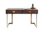 Kare-Design , Braun, Messingfarben , Metall, Holzwerkstoff , furniert , 2 Schublade(n) Schubladen , 60x81x138 cm , Büromöbel, Schreibtische, Schreibtische