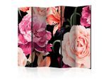 artgeist , Schwarz, Pink , Holz, Textil , Kiefer , massiv , Blume , 225x172x3 cm , Motiv auf Vorder- und Rückseite , Kleinmöbel, Paravents