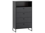 Mid.you , Schwarz , Holzwerkstoff , 4 Schublade(n) Schubladen , 60.2x103.9x33.1 cm , Beimöbel erhältlich, stehend, in verschiedenen Holzdekoren erhältlich , Kleinmöbel, Kommoden, Highboards