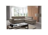 Livetastic , Hellgrau , Textil, Leder , Echtleder , Rindleder , Ottomane rechts, L-Form , 248x208 cm , Made in EU , Bettkasten erhältlich, Lederauswahl, seitenverkehrt erhältlich, Bettfunktion erhältlich, Rücken echt ,