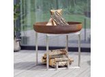 Möbelix , Edelstahlfarben, Rostfarben , Metall , 63x56x63 cm , Grüner Punkt, Made in Europe, Handmade in Europe , abnehmbare Standfüße, Ablage für Holz, hitzebeständig , Freizeit im Garten, Gartenaccessoires, Feuerschalen