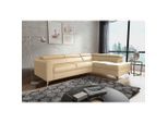 Livetastic , Beige , Textil, Leder , Echtleder , Rindleder , Ottomane rechts, L-Form , 286x208 cm , Made in EU , Rücken echt, Liegefunktion , Wohnzimmer, Sofas & Couches, Wohnlandschaften, Ecksofas