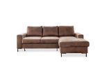 Mid.you , Braun , Textil , Vintage , Füllung: Polyetherschaumkern , Ottomane rechts, L-Form , 236x149 cm , Wohnzimmer, Sofas & Couches, Schlafsofas, Ecksofas mit Schlaffunktion