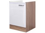FlexWell , Sonoma Eiche, Weiß Hochglanz , Holzwerkstoff , 50x82x57 cm , Made in Germany , individuell planbar , Küche, Küchenblöcke, Küchenschränke, Spülenunterschränke