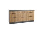 Held , Graphitfarben, Eiche Wotan , Holzwerkstoff , 9 Schublade(n) Schubladen , 180x85x60 cm , Made in Germany , Küche, Küchenblöcke, Küchenschränke, Küchenunterschränke