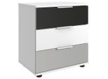 Mid.you , Grau, Weiß, Hellgrau , Glas, Holzwerkstoff , 3 Schublade(n) Schubladen , 52x58x38 cm , BQ - Bündnis für Qualität, Made in Germany, DIN EN ISO 9001 , Schlafzimmer, Nachtkästchen