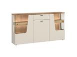 Premium Living , Eichefarben, Kaschmir , Glas, Holzwerkstoff , 6 Fächer , 165x90x40 cm ,