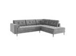 Livetastic , Blaugrau , Textil , Füllung: Daunen, Silikon,Silikon , Ottomane rechts, L-Form , 259x205 cm , Made in EU , Rücken echt , Wohnzimmer, Sofas & Couches, Wohnlandschaften, Ecksofas