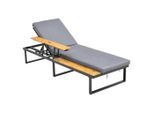 Beldano , Anthrazit, Grau, Akaziefarben , Holz, Metall, Kunststoff , Akazie , Uni , Füllung: Schaumstoff, Polyester, Fleece , 75x38x200 cm , FSC 100% , Auflage, UV-beständig, Rückenlehne verstellbar , Gartenmöbel, Gartenliegen, Sonnenliegen