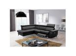 Livetastic , Schwarz , Textil, Leder , Echtleder , Rindleder , Ottomane links, L-Form , 257x197 cm , Made in EU , Bettkasten erhältlich, Lederauswahl, Rücken echt, motorische Relaxfunktion , Wohnzimmer, Sofas & Couches, Wohnlandschaften, Ecksofas