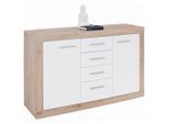 Möbelix , Weiß, Eichefarben , Holzwerkstoff , 2 Fächer , 4 Schublade(n) Schubladen , 138x86x35 cm , Beimöbel erhältlich, stehend ,