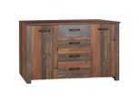 Ondega , Eichefarben, Dunkelgrau , Holzwerkstoff , 4 Fächer , 4 Schublade(n) Schubladen , 162x86x41.5 cm , Typenauswahl, stehend ,