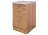 FlexWell , Buchefarben , Holzwerkstoff , 4 Schublade(n) Schubladen , einzeln stellbar , 50x85x60 cm , Made in Germany , individuell planbar , Küche, Küchenblöcke, Küchenschränke, Küchenunterschränke