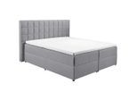 Mid.you , Grau , Textil, Holzwerkstoff , H2 , 9-Zonen , 180x200 cm , Bettkasten, gepolstertes Kopfteil, Topper durchgehend ,